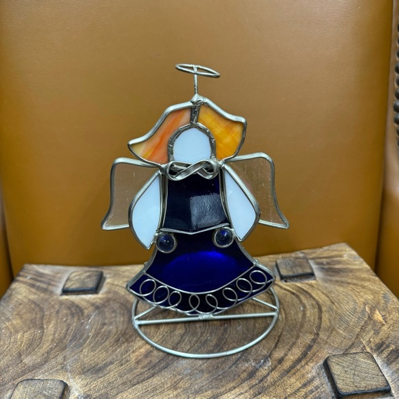 Vintage Stained Glass Singing Angel Votive Candle Holder - Picture 3 of 7